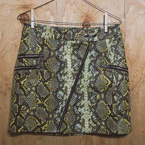 Faux Snakeskin Moto Skirt